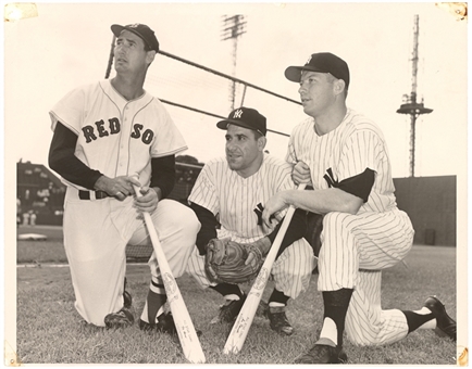 Circa 1956 Mickey Mantle, Yogi Berra & Ted Williams Original Don Wingfield Type I Photograph (PSA/DNA Type I)